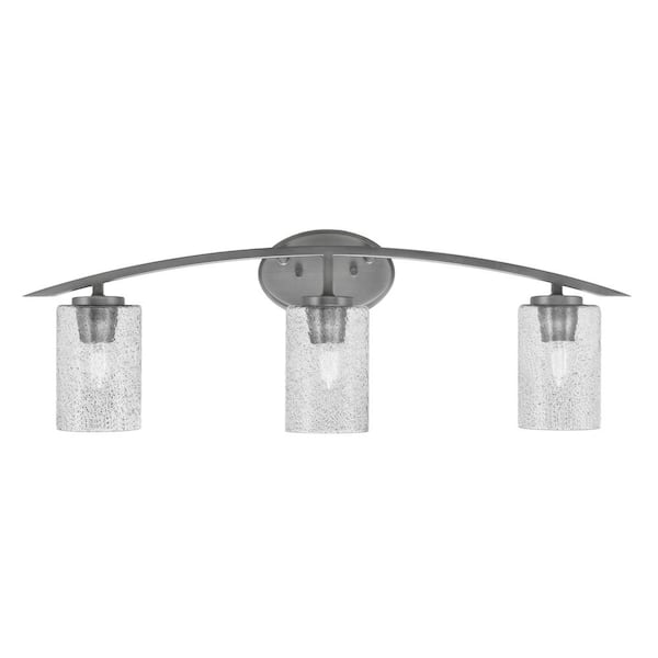 Unbranded Siena 29 in. 3-Light Vanity Light Graphite with Smoke Bubble Glass Shades