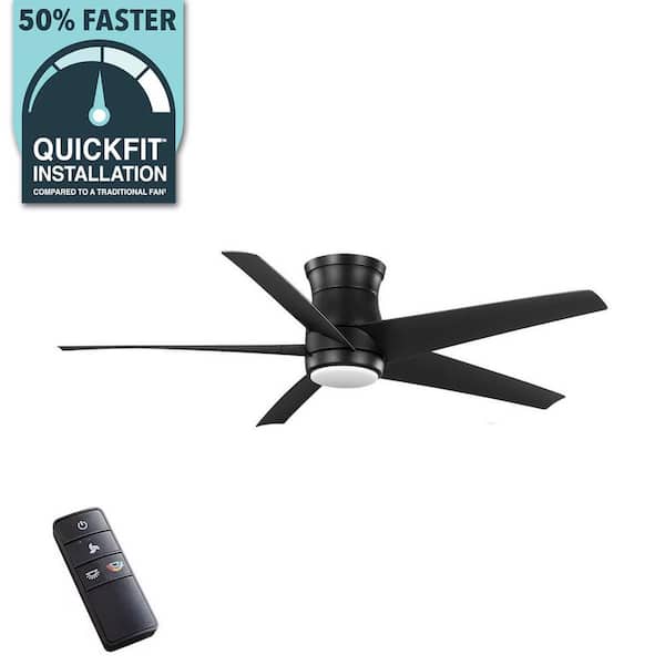 Hampton Bay Mena 54 in. White Color Changing LED Indoor/Outdoor Matte Black Hugger Ceiling Fan with Light and Remote