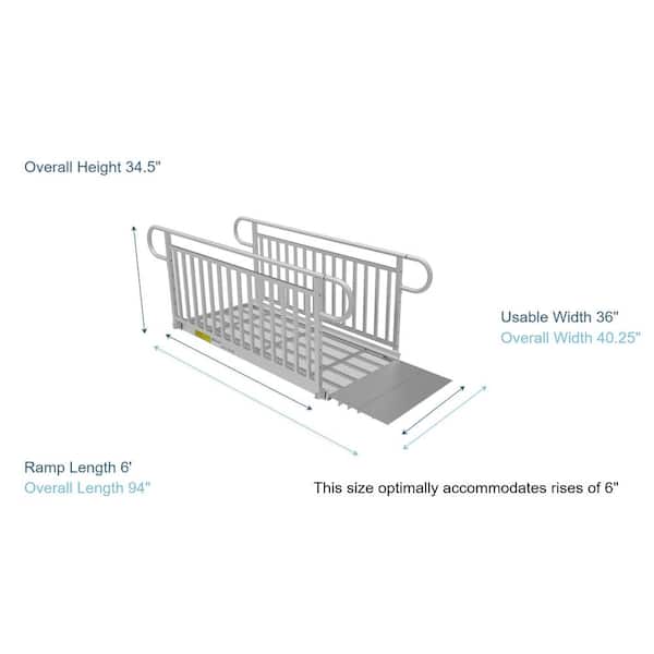 PATHWAY 3G 6 ft. Wheelchair Ramp Kit with Expanded Metal Surface and Vertical Picket Handrails