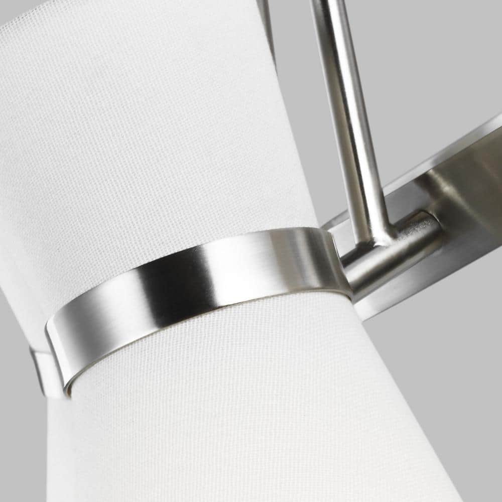 Elegant Brushed Nickel 5-Light Chandelier with White Linen Shade