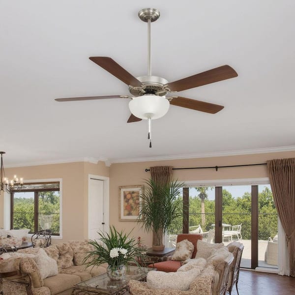 Contractor Uni-Pack 52 in. LED Indoor Brushed Steel and Dark Walnut Ceiling Fan with Light Kit