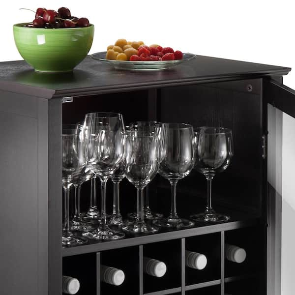 Winsome Wood Bordeaux 25-Bottle Espresso Bar Cabinet 92455 - The