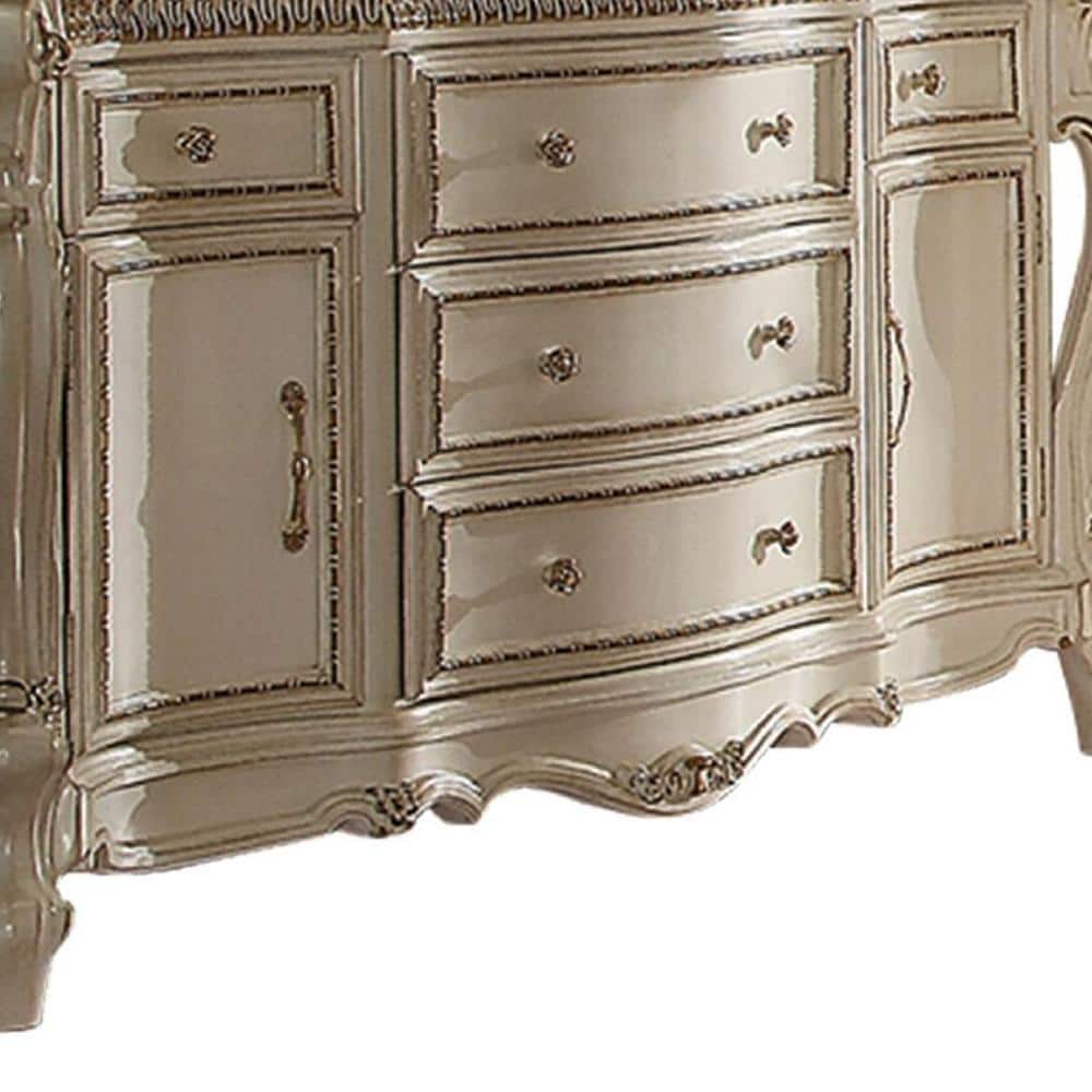 White Glam Dresser with Dovetail and Felt Lined Drawers