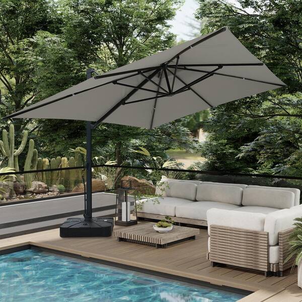10 x 13 rectangular cantilever patio umbrella silver GRAND 10x13 FT Premium Patio with Weighted M – GRANDPATIO Mobile Weighted Base Included AKZ PLUS 10x13' Cantilever Umbrella