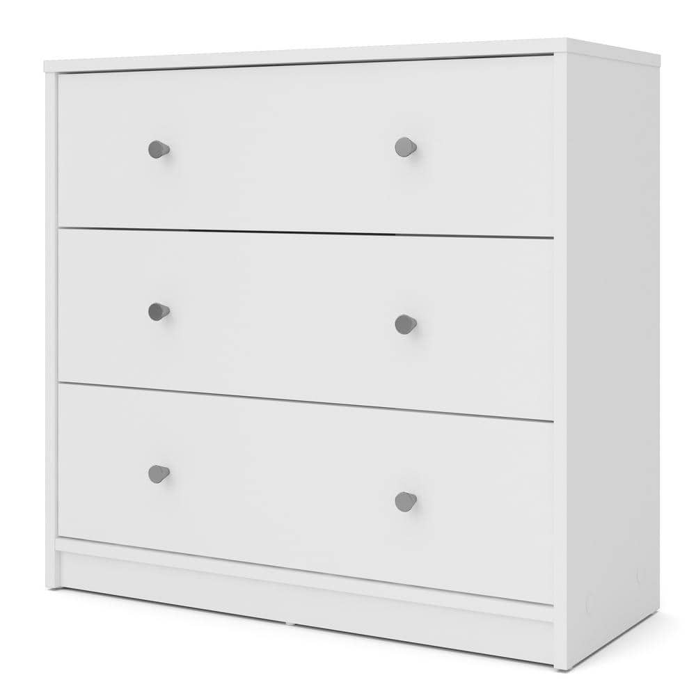 Tvilum Portland 3-Drawer White Chest of Drawers 7033249 - The Home Depot