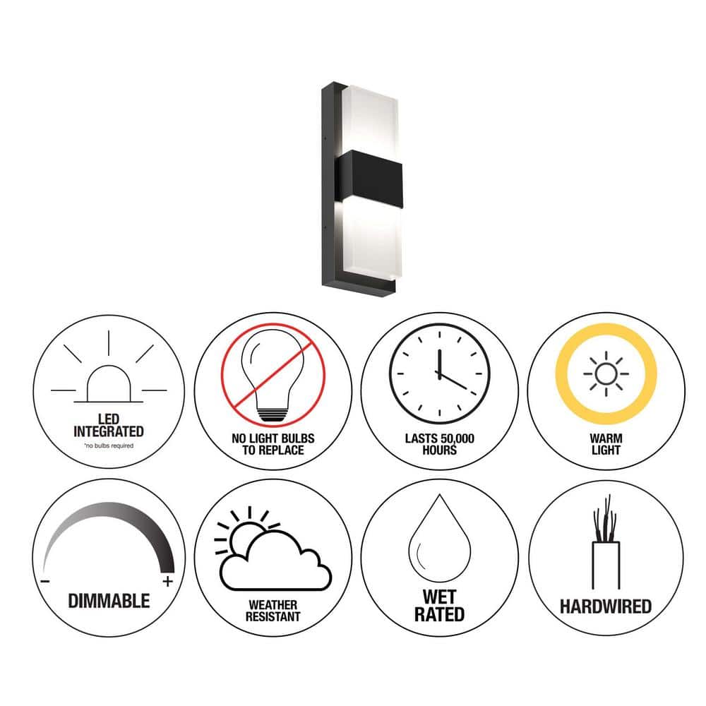 Medium Black Steel Modern Outdoor LED Lantern Sconce