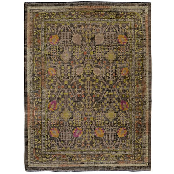 Lena Black and Green 3 ft. x 5 ft. Transitional Woven Oriental Polyester Rectangle Indoor Accent Area Rug