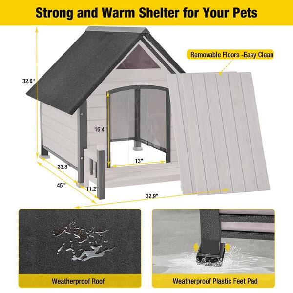 aivituvin Outdoor Dog House with Porch Strong Iron Frame - Off