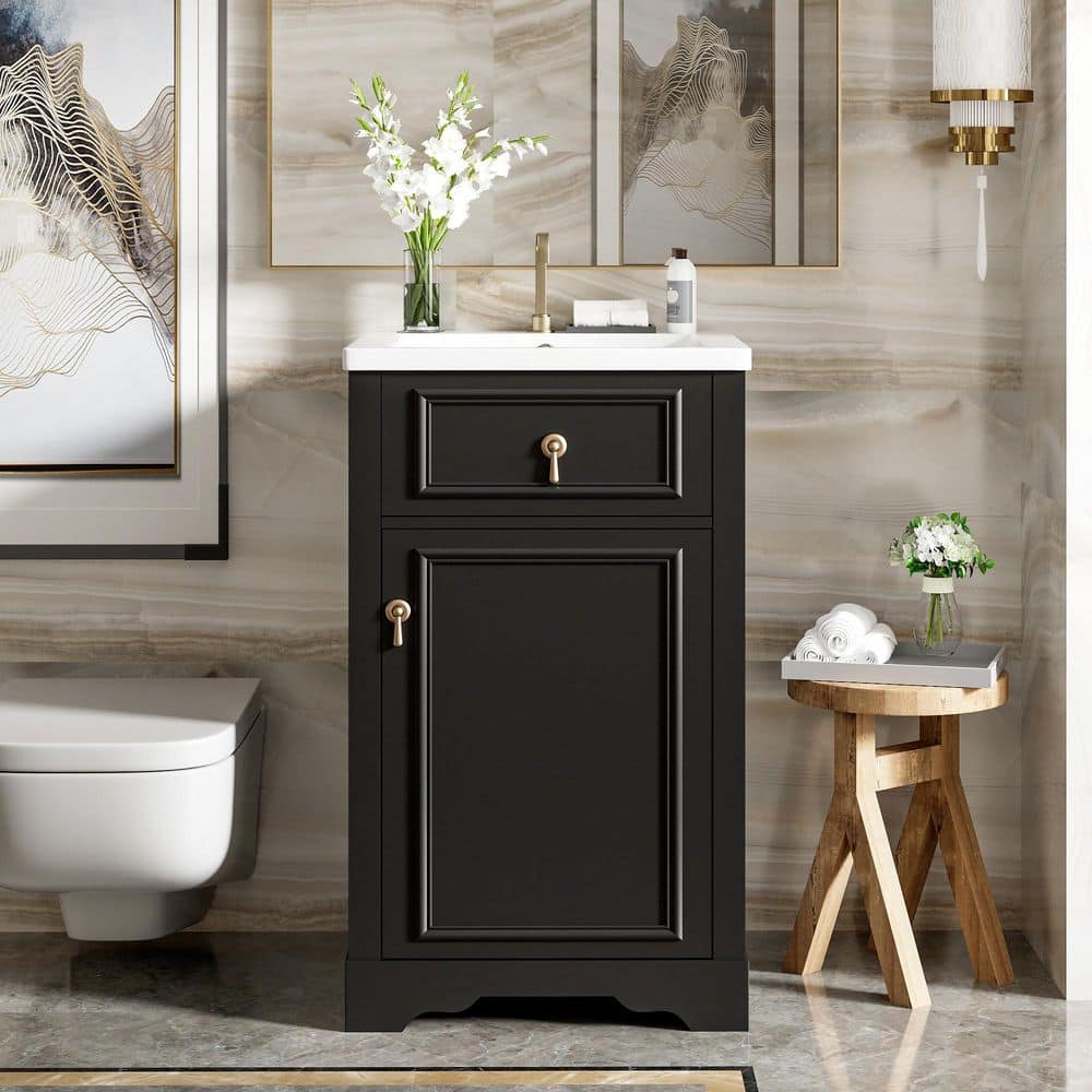 20 in. Freestanding Single Sink Black Bath Vanity with White Ceramic Top price history on PriceWatchPro