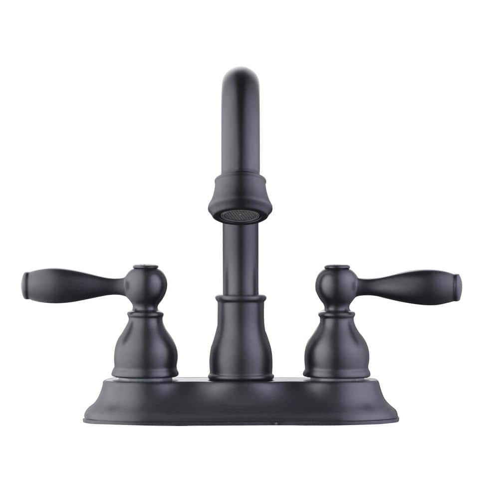 Matte Black Double Handle High-Arc Bathroom Faucet