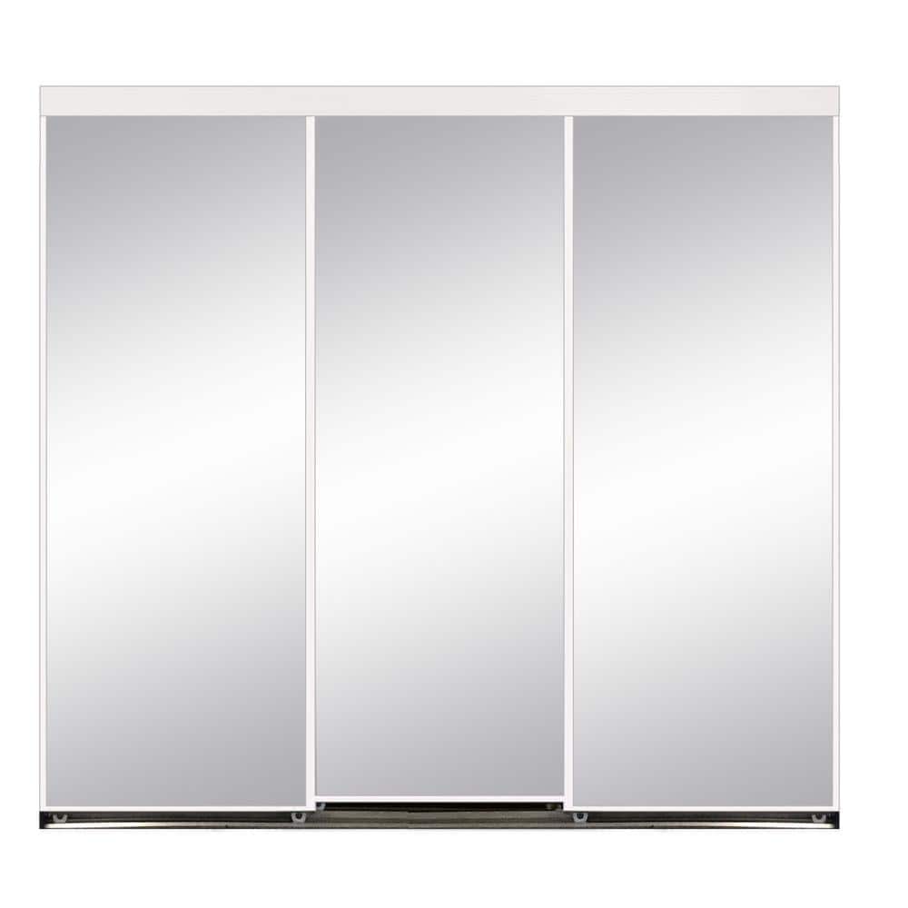120 in. x 96 in. Aluminum Framed Mirror Interior Closet Sliding Door with W