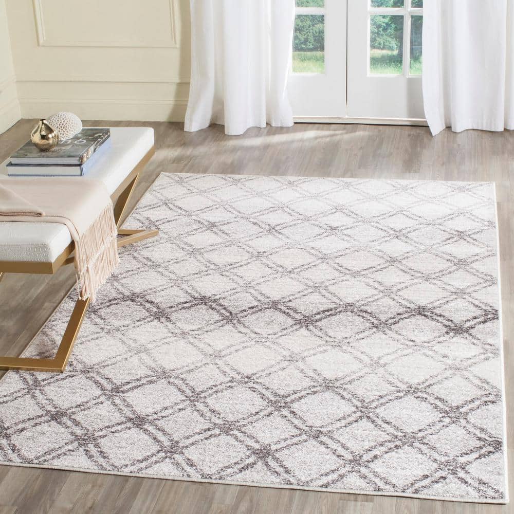 Gray Rectangular Stain-Resistant Synthetic Area Rug