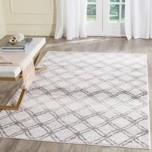 Adirondack Silver/Charcoal Doormat 3 ft. x 5 ft. Geometric Distressed Area Rug