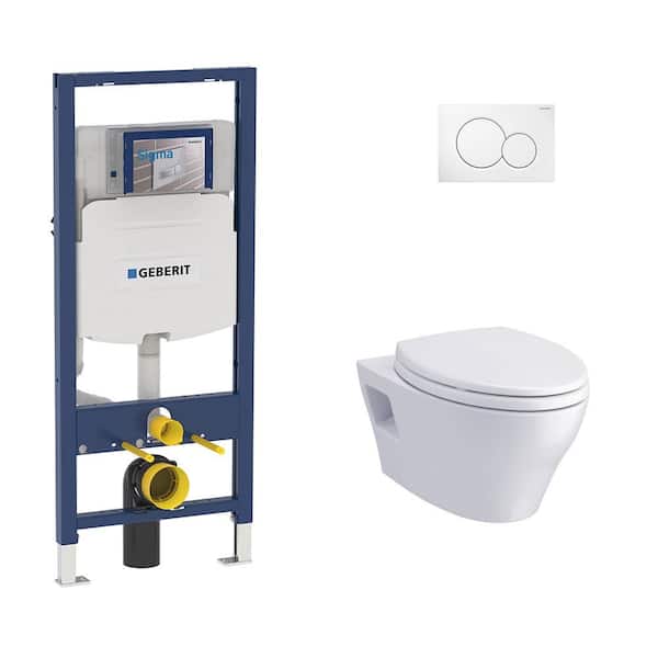 dienen Melancholie plek Geberit 2-Piece 1.28/0.8 GPF Dual Flush Elongated Toto Toilet in White with  Concealed Tank 2x6 Construction and Dual Flush Plate CT428FG01KIT2x6 - The  Home Depot