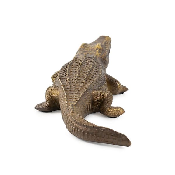 Marley Forrest Antiqued Gold Crocodile Sculpture 52029 - The Home