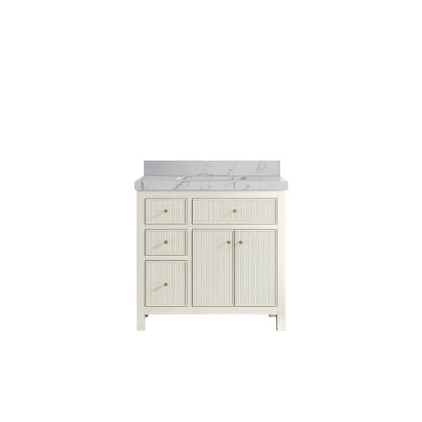 Willow Collections Sonoma 36 in. Single Sink Freestanding Alabaster Bath Vanity with Venatino Quartz Top Unassembled