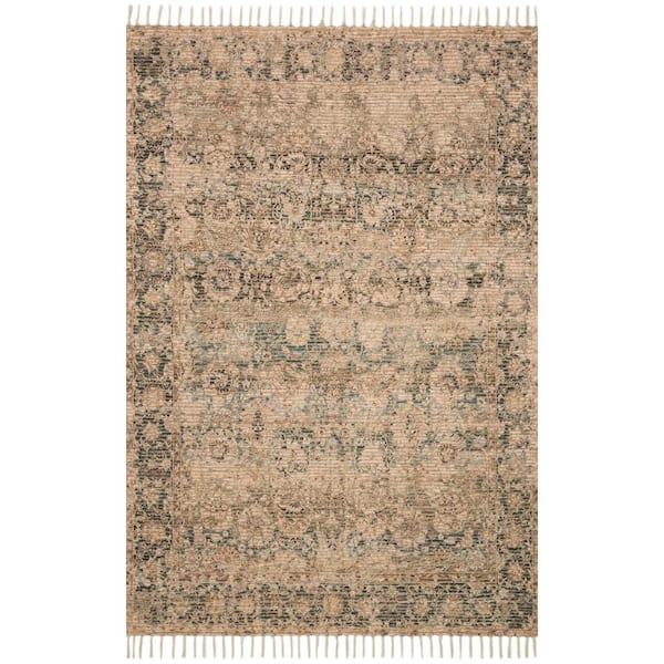 Loloi Justina Blakeney Cornelia Natural/Teal 18 in. x 18 in. Sample Square Boho Jute/Poly Area Rug