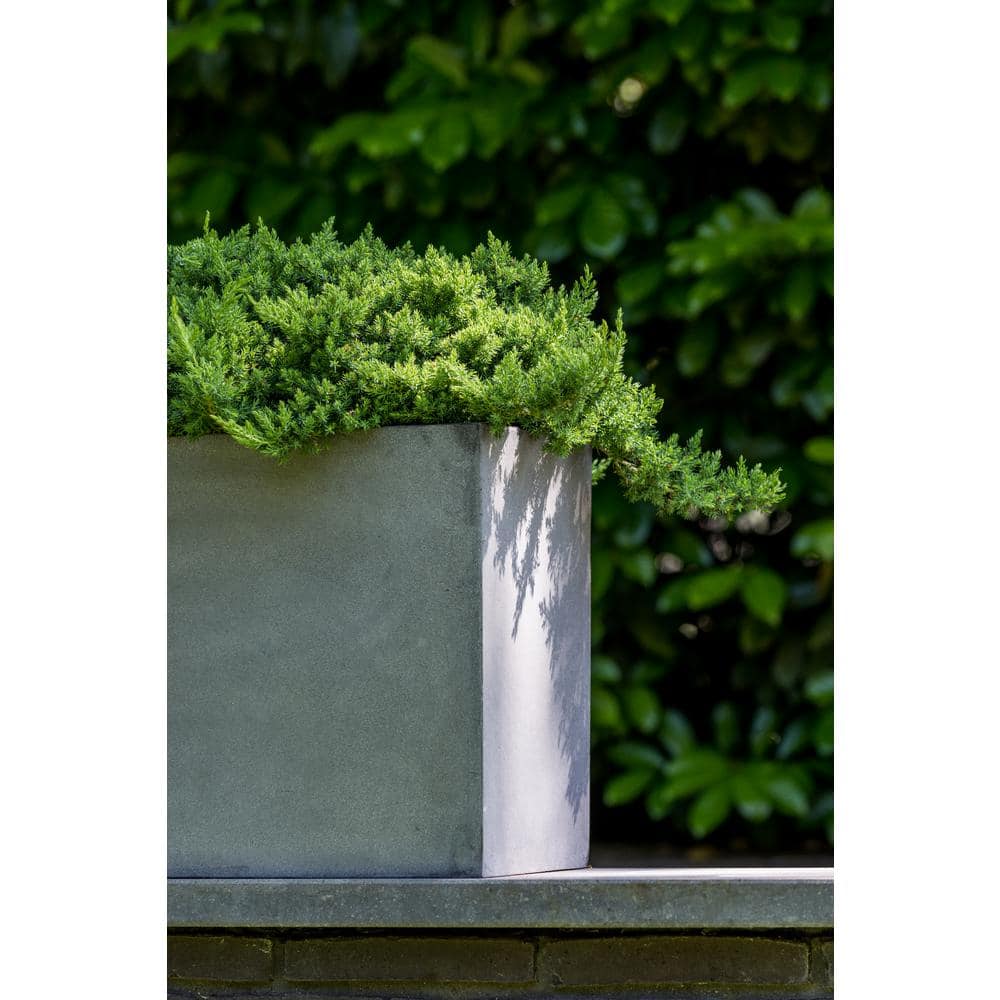 Elegant Fiberstone Rectangular Planter, 16"x32"x12", Glossy Grey