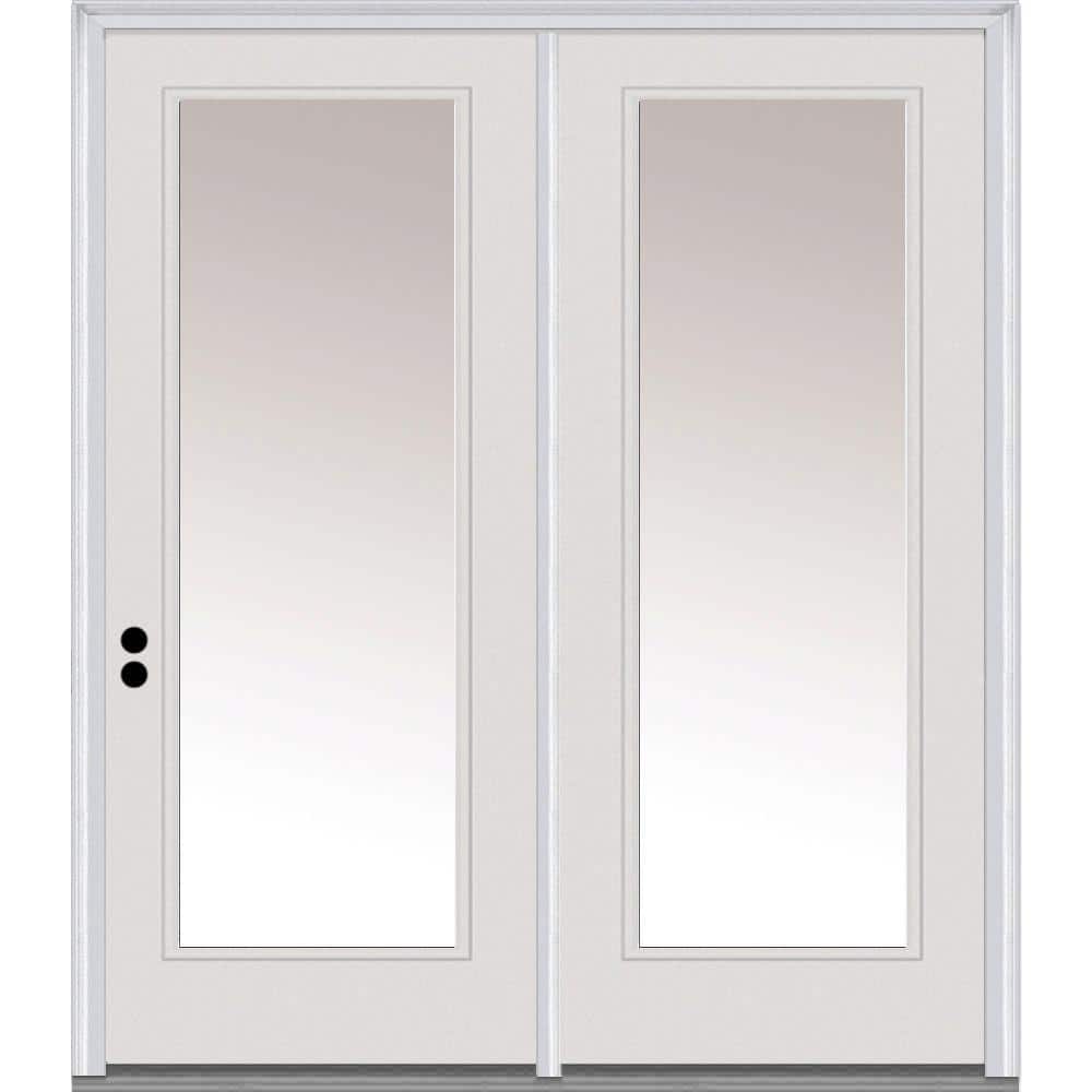 MMI DOOR 75 in. x 81.75 in. Clear Glass Primed Fiberglass Prehung Right Hand Inswing Full Lite Stationary Patio Door