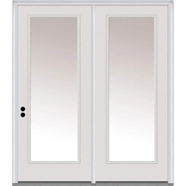 MMI DOOR 60 in. x 80 in. Clear Glass Primed Steel Prehung Right-Hand Inswing Full Lite Stationary Patio Door