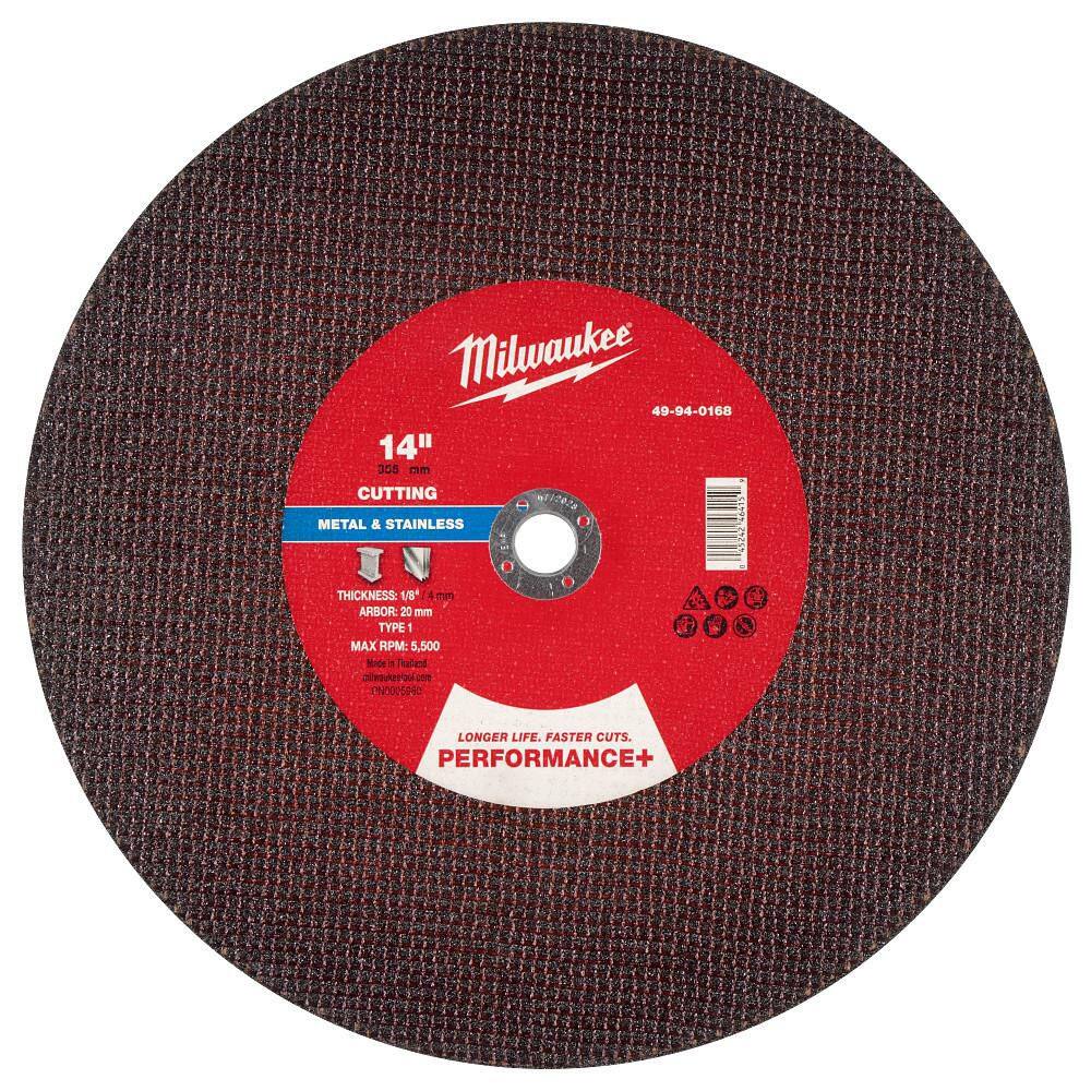 14 in. x 1/8 in. x 20mm Performance Plus Metal Cut Off Wheel-Type 1 price history on PriceWatchPro