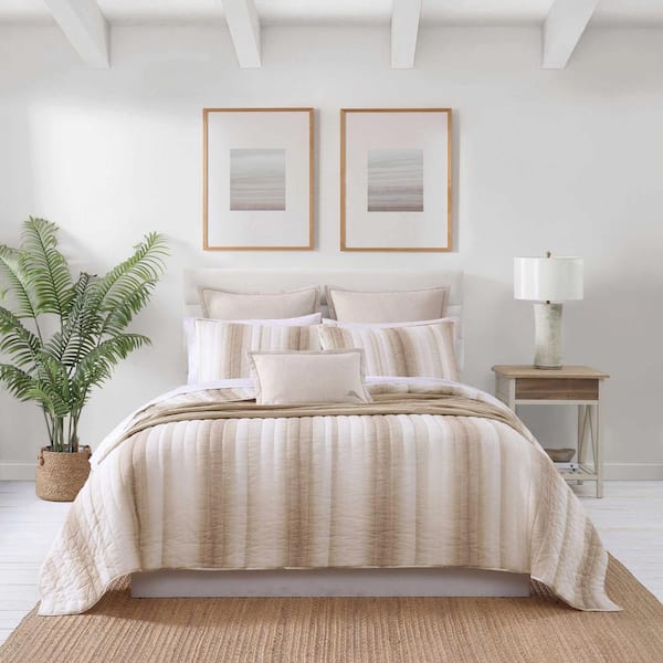 Tommy Bahama La Prisma Stripe Texture 3-Piece Beige King Cotton