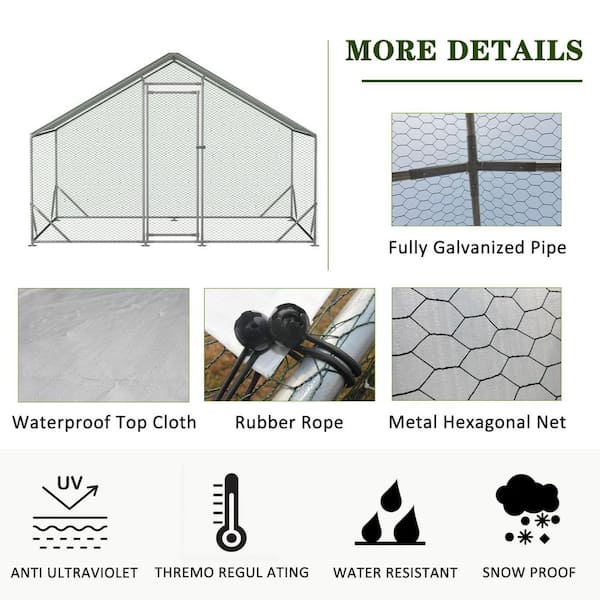 120 in. x 156 in. x 79 in. Walk-In Chicken Coop Waterproof Chicken Cage