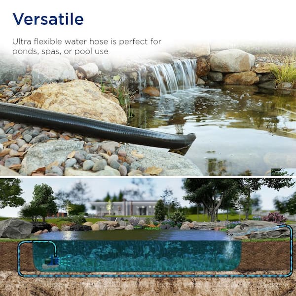 1/2 in. x 50 ft. Schedule 40 Black PVC Ultra Flexible Hose for Koi Ponds, Irrigation, Water Gardens and More