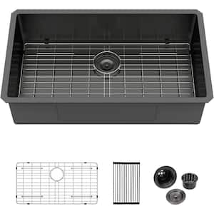 Logmey 16-Gauge Stainless Steel 32 in. Single Bowl Round
