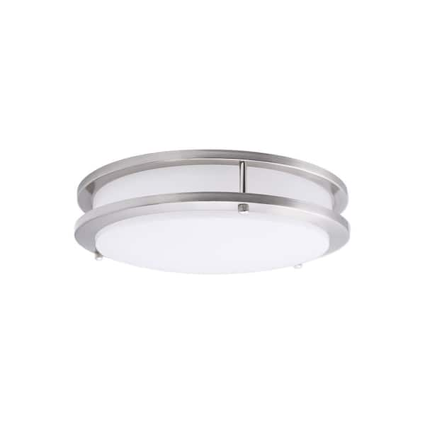 Lecoht 12 In Brushed Nickel Dimmable Led 4000k Neutral White Flush Mount Light Dr0112 840bn Hd