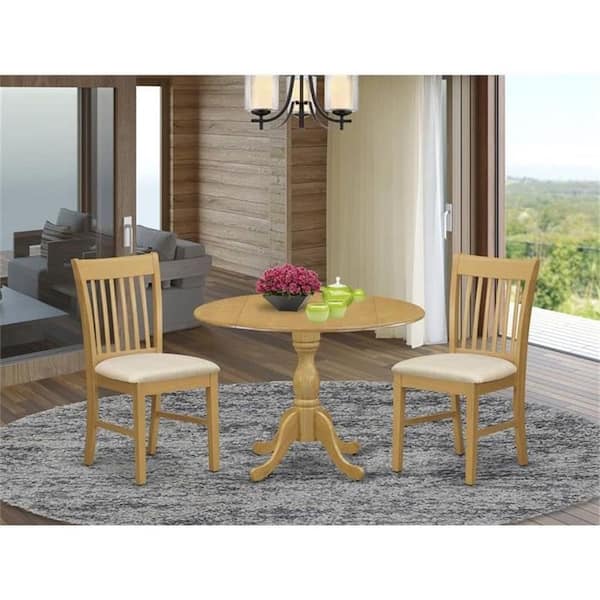 HOME IMPORTS EMPORIUM 3-Piece Natural Oak Finish Solid Wood Top-Dining Room Set-Seats 4