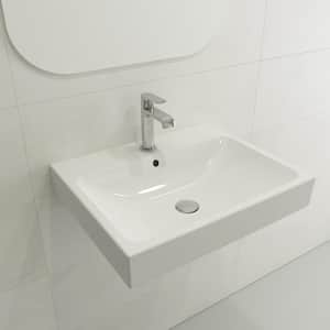 Scala Arch 23.75 in. 1-Hole White Fireclay Rectangular Wall-Mounted Bathroom Sink