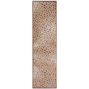 Paradise Beige/Brown 2 ft. x 8 ft. Abstract Animal Print Runner Rug