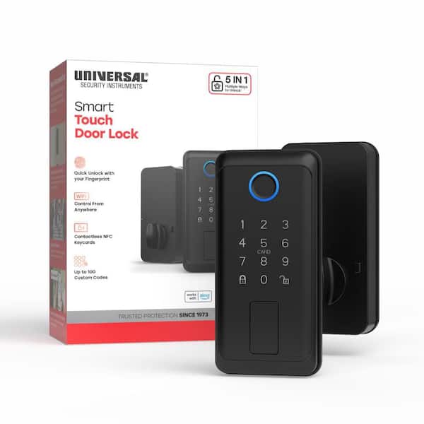 Black Single-Cylinder Smart Lock Wi-Fi Thumbturn Deadbolt, Unlock by Fingerprint, NFC Keycard, Keypad, App, & Key