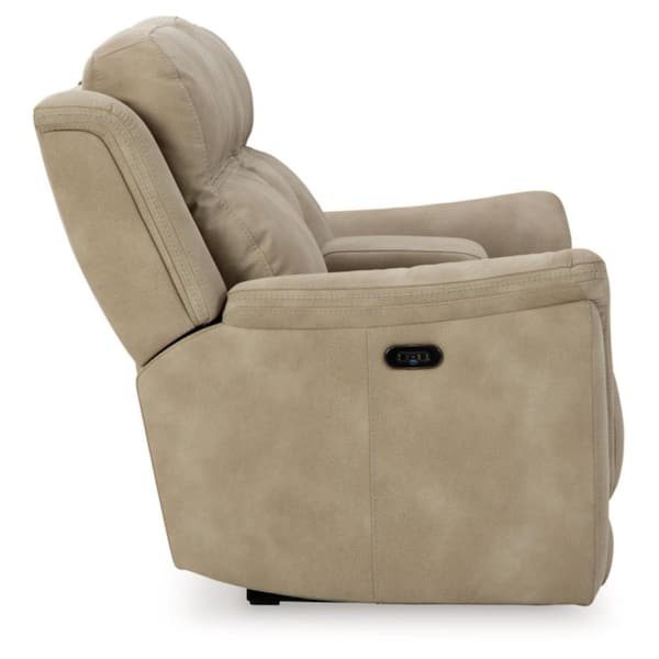 Next-Gen DuraPella 76 in. Solid Faux Leather 2 Seat Power Reclining Loveseat with Console and USB Ports in Beige