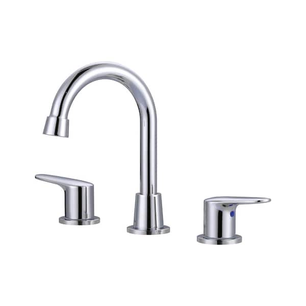WOWOW 8 in. Widespread Bathroom Sink Faucet with 2-Handles in Polished Chrome