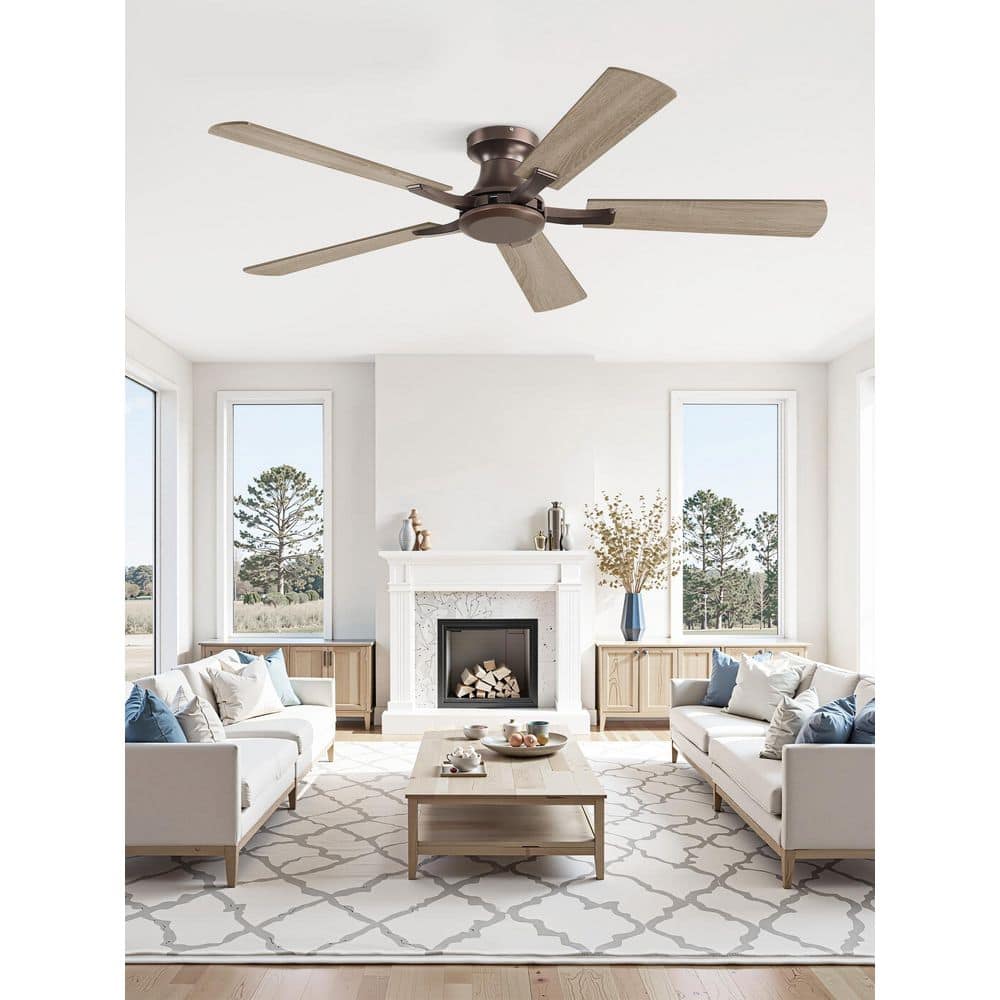 52 in. 6-Speed Vintage Oil Bronze Indoor Quiet Flush Mount Standard Ceiling Fan No Lights with Remote Control Included price history on PriceWatchPro