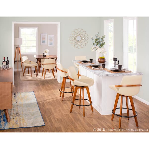 Cosmo Walnut Wood and Cream Faux Leather Chair