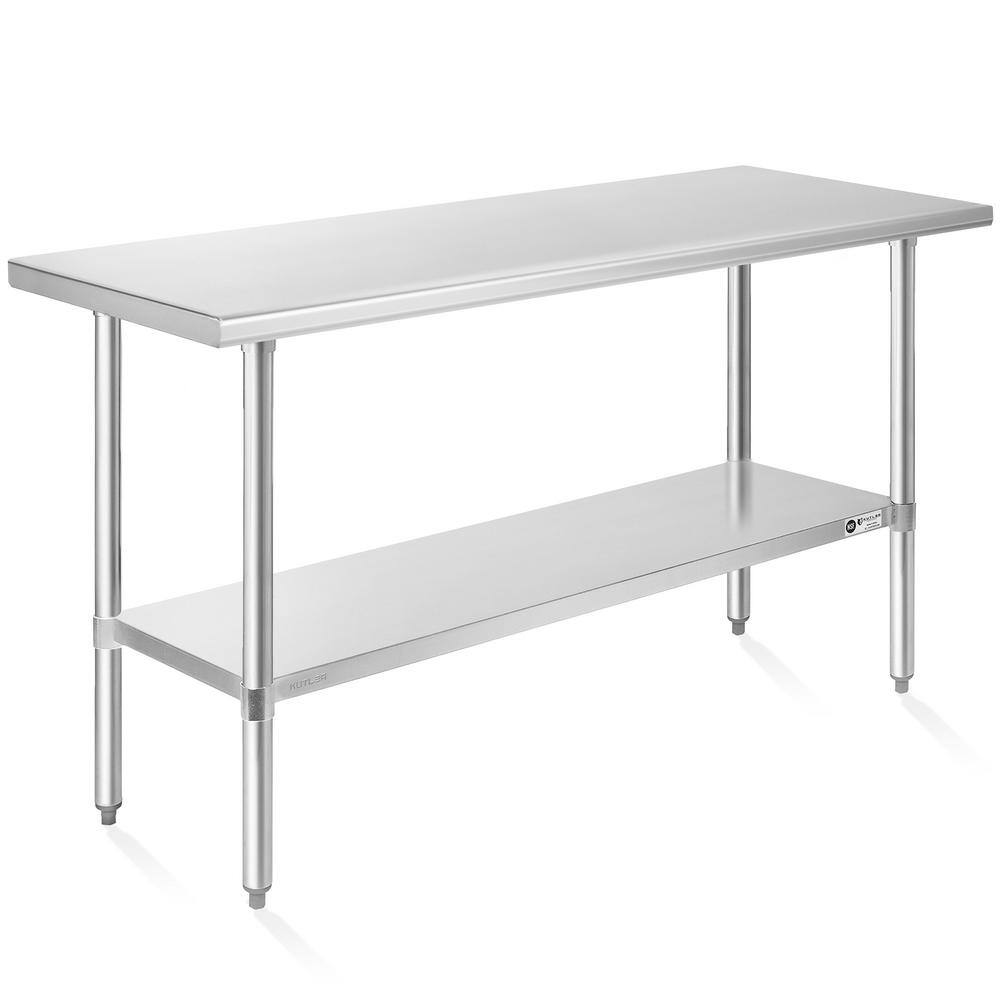 KUTLER 60'' Stainless Steel Commercial Kitchen Prep Table with Undershelf