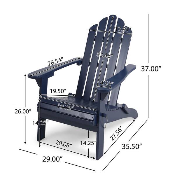 Blue Foldable Acacia Wood Outdoor Adirondack Chair with Classic