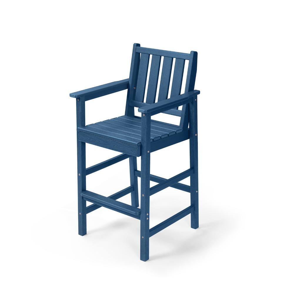 1 Piece HDPE Outdoor Counter Height Bar Stool, Tall Adirondack Chair with Footrest, Navy price history on PriceWatchPro