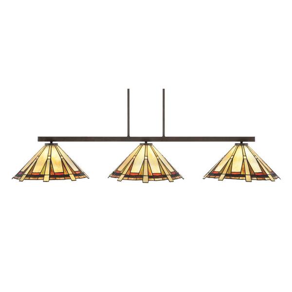Unbranded Cottonwood 3-Light Dark Granite Light Chandelier with Zion Art Glass Shades