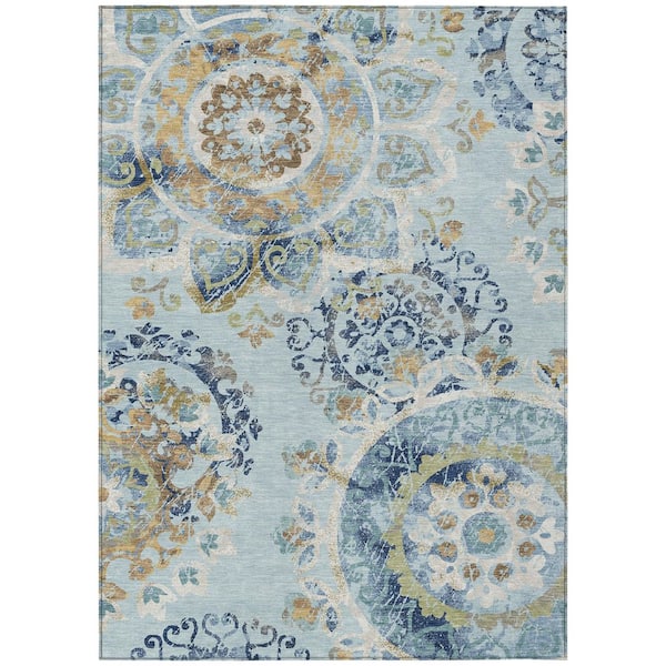 Chantille Machine Washable Indoor/Outdoor Abstract ACN2996 Sky 10 ft. x 14 ft. Area Rug