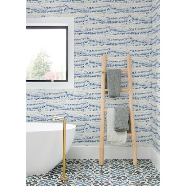 Rannell Navy Abstract Scallop Matte Paper Pre-Pasted Wallpaper