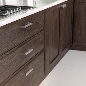 Como Collection 5 1/16 in. (128 mm) Grooved Brushed Nickel Transitional Rectangular Cabinet Bar Pull