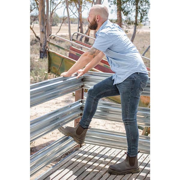 steel blue slip on work boots