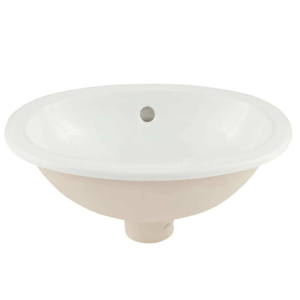 Lily White Oval Vitreous China Drop-In Bathroom Sink