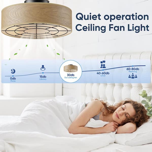 19.9 in. Ceiling Fans w/4 LED Bulbs Remote Control, Beige Farmhouse Rustic Style Indoor Pendant Light for Home & Kitchen