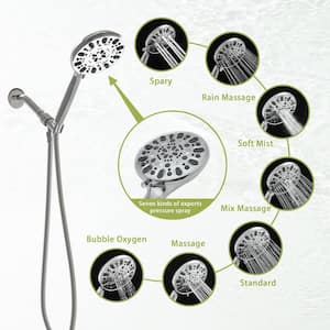 Single Handle 7-Spray Shower Faucet With 1.8 GPM 4.7 in. Adjustable Hand Shower Body Massage Shower Heads in Chrome