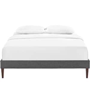Tessie Gray FabricFull Bed Frame with Squared Tapered Legs